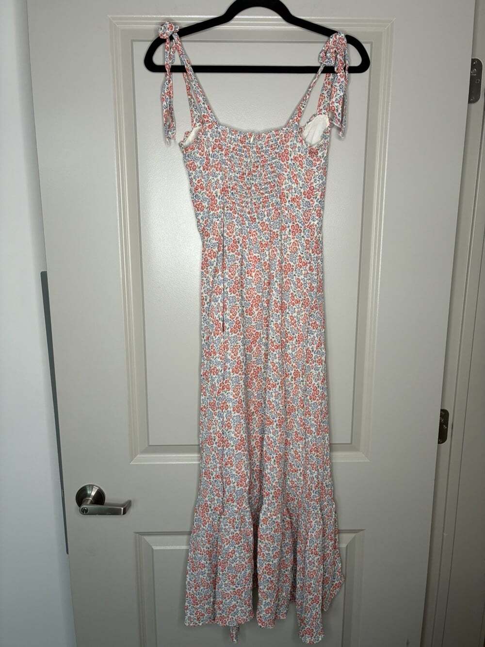 Reformation Nikita Dress in Blue & Red Floral Size 2 Midi Bow Tie Straps - Picture 6 of 10
